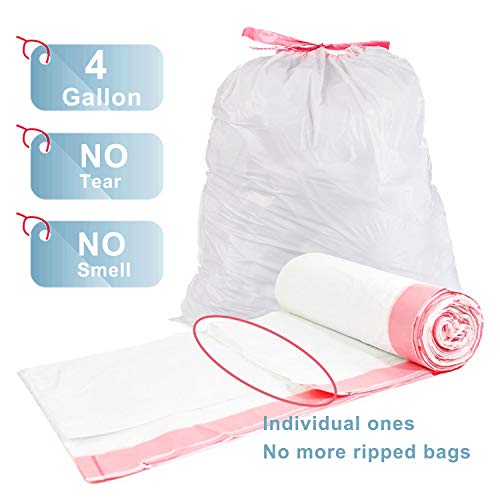 Drawstring Trash Bags,MEMX 4 Gallon Small Garbage Bags Wastebasket Bin Liners Strong Plastic Trash Bags for Bathroom,Bedroom,Office Trash Can.(100 Count)