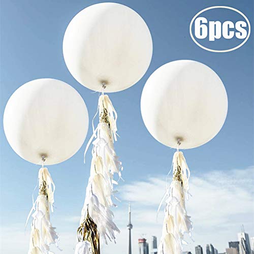 36 Inch Giant Balloons White Balloons(Premium Helium Quality), 6 Pack 36'' Large Latex Balloons for Photo Shoot/Birthday/Wedding Party/Festivals/Event Decorations ... - Thumbnail 6