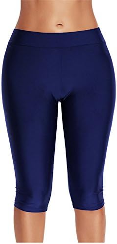 NERBEY Women's UPF50+ Sport Board Shorts Swimsuit Bottom Skinny Capris Swim Shorts