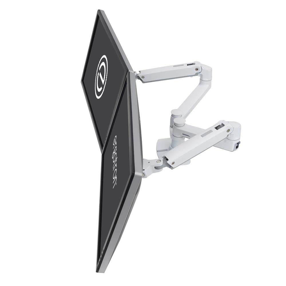 Ergotron – LX Dual Monitor Arm, VESA Desk Mount – for 2 Monitors Up to 27 Inches, 3.2-9.1kg Each – White (45-491-216)