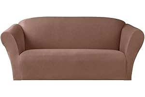 Bedding Haus 3-Piece Couch Cover Set, Sofa, Loveseat, and Arm Chair Slipcovers, Form fit Stretch, Wrinkle Free, Furniture Protector, Sofa Covers for Living Room, Polyester Spandex (Brown)
