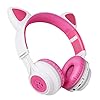 Bluetooth-Headphones-Riwbox-CT-7-Cat-Ear-LED-Light-Up-Wireless-Foldable-Headphones-Over-Ear-with-Microphone-and-Volume-Control-for-iPhoneiPadSmartphonesLaptopPCTV-WhitePink Riwbox Bluetooth Headphones, CT-7 Cat Ear LED Light Up Wireless Foldable Headphones Over Ear with Microphone and Volume…