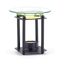Black Metal Modern-Art Warmer with One Tealight Candle and Scented Jane Bernard Eat It Raw Fragrance Oil