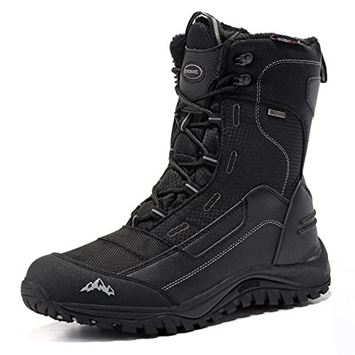 ROCKMARK Men's Winter Snow Boots Outdoor Warm Mid Calf Waterproof Durable Boot Non-Slip Warm Climbing Shoes