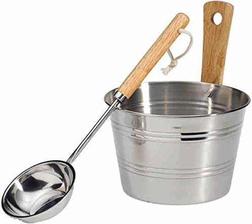 EOS Sauna Accessory Set Bucket and Ladle Stainless Steel