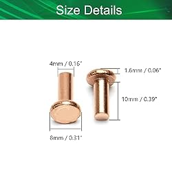 Yinpecly Flat Head Rivets 4x10mm(DXL) Semi-Tubular