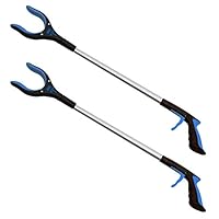 RMS 2-Pack 32 Inch Extra Long Grabber Reacher with Rotating Gripper - Mobility Aid Reaching Assist Tool, Trash Picker, Litter Pick Up, Garden Nabber, Arm Extension (Blue)