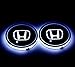 Alichee LED Car Logo Cup Holder Pad 7 Colors Changing USB Charging Mat LED Cup Mat Car Atmosphere Lamp Decoration Lights 2PCS for Honda Accessories