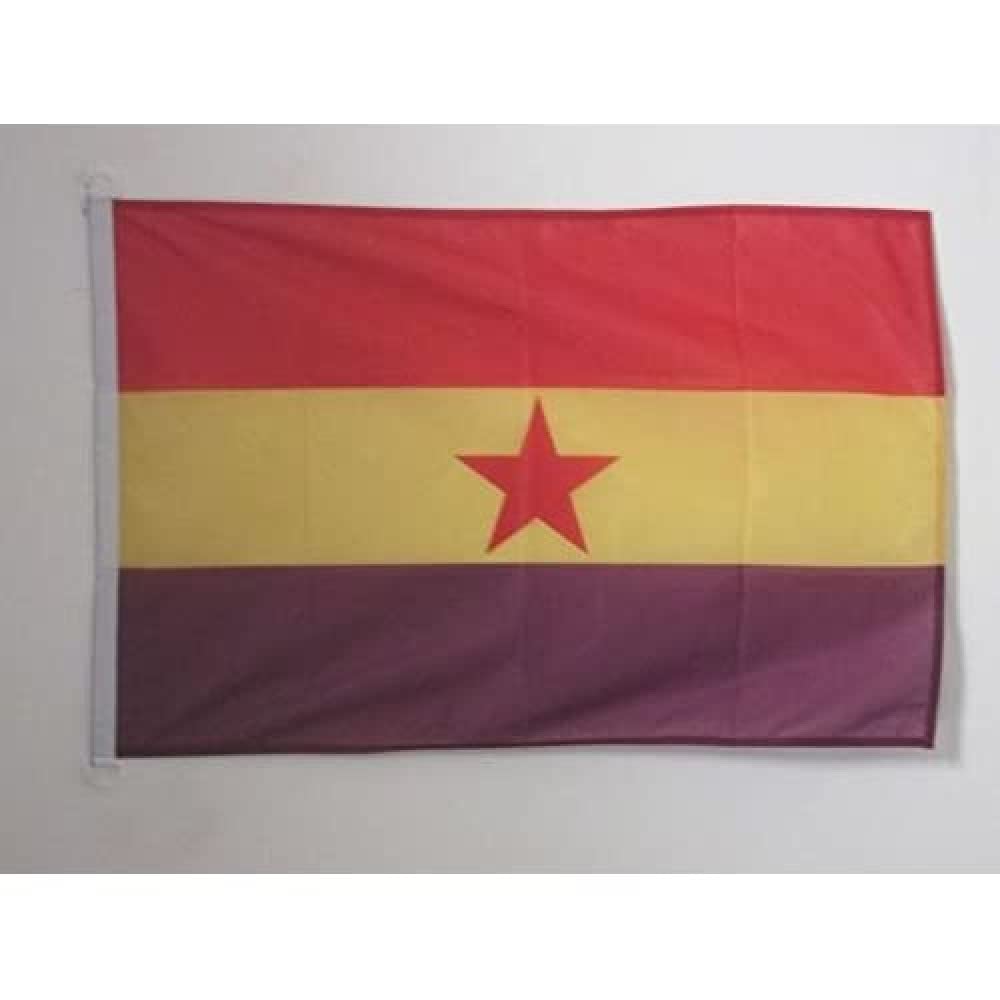 AZ FLAG - Second Spanish Republic Red star Flag - 2x3 Ft - For Outdoor - Spain Republican Banner Knitted Polyester with Two Plastic Rings - Fade Resistant - Vivid Colors - 2' x 3' Feet - 90x60 Cm
