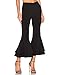 ASMAX HaoDuoYi Women Ruffle Flare Bell Bottom High Waist Womens Ruffle Flare Bell Bottom High Waist Flared Trousers Black