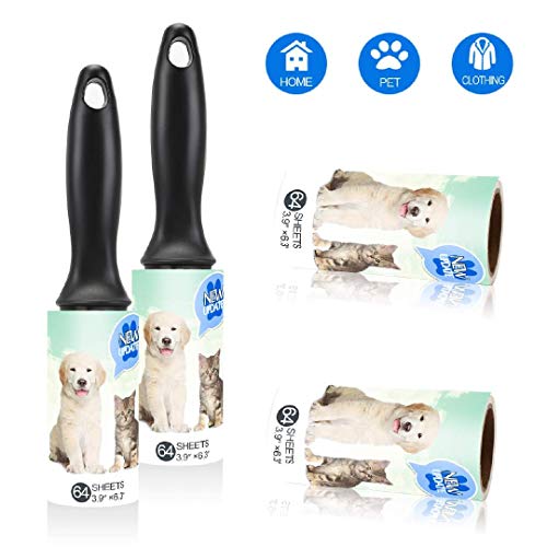 Lint Roller Pet Hair Remover 4 Pack - Extra Sticky Lint Rollers Refill for Clothes, Car Seats, Food Particles and etc.
