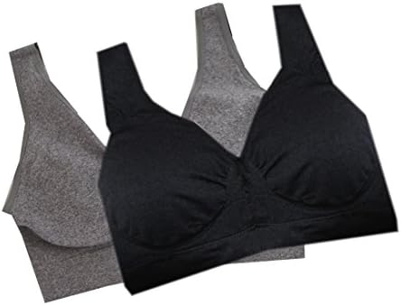Delta Burke Seamless Comfort Bra w/ Removable Pads Set of 2 (1X - 36C/D/DD thru 38B/C, 1 Heather Grey 1 Black)