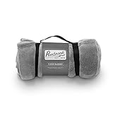 Pembrook Fleece Travel Blanket w/Handle - Gray - Super Soft and Warm Plush Coral Micro Fleece – Sizes 51 X 63 inches – Great for Couch