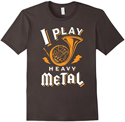 Mens Funny French Horn Shirt - I Play Heavy Metal Small Asphalt