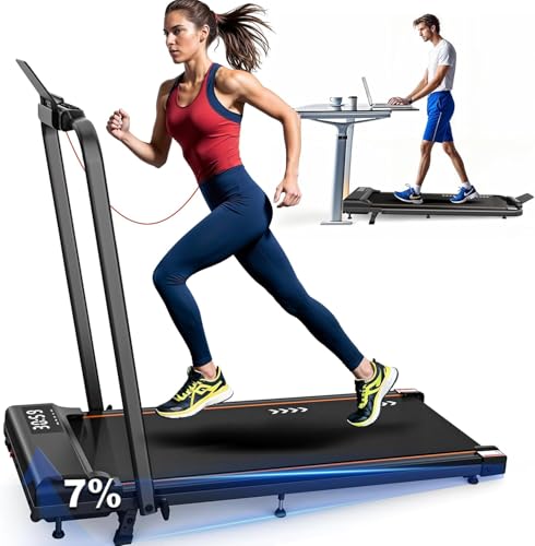Inclining treadmill walking pad: with 2.25 CV/2.5 HP motor, treadmill capacity 100 kg/120 kg, speed of 1-6 km/h/1-12 km/h, inclination of 7%
