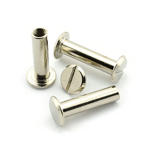 60 Sets Silvery Chicago Screws 3/4 Inches Screw Posts Metal Accessories Nail Rivet Chicago Button For DIY Leather Decoration Document Book Album Bookbinding Round Flat Head Stud Screw