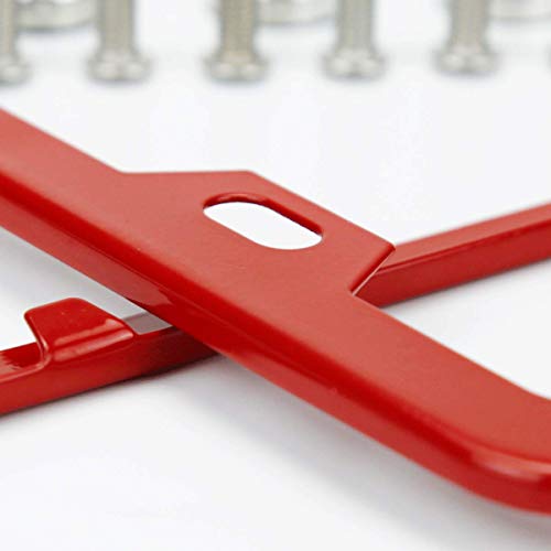 Deselen Red License Plate Frame, Stainless Steel with 2 Holes Screw Cap, Poinsettia Red (Pair)