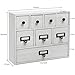MyGift Small White Shabby Chic Wood Library Card Catalog Style Storage Cabinet / 8 Drawer Jewelry Organizer
