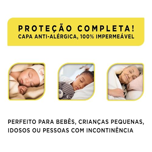 Capa Protetora de Colchão de Casal com Zíper, Impermeável, Azul, Material PVC Hospitalar, Hipoalergênica, Antiácaro, Fácil Limpeza, Protetor Anti Urina Xixi (138x188x30)