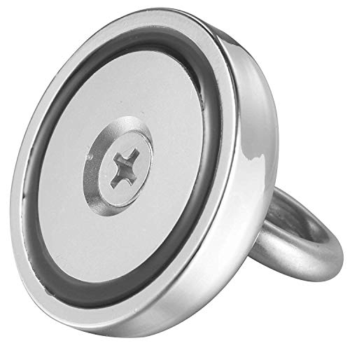 Wukong Fishing Magnets, 500lbs(226 KG) Pulling Force Rare Earth Magnet with M10 Eyebolt Magnetic Grade N52 Diameter 2.95"(75 mm) Neodymium Magnet for Retrieving in River and Magnetic Fishing