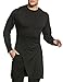 Coofandy Men's Long Sleeve Slim Fit Long Hem Pullover T-Shirt, Black, Small