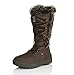 DailyShoes Knee High Faux Fur Lined Snow Boots Booties Winter Warm Mid Calf Lace Up D Ring Eskimo Boot for Women Alaska-01 Brown 9.5