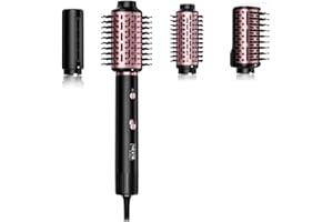SKIMI Blow Dry Brush Hair Dryer Brush, 110000RPM High-Speed Hot Air Styler, for Fast Drying Curling Volumizing Straightening & Styling, Black & Red Gold