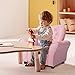 INFANS Children Sofa Pink, Kids PVC Leather Upholstered Couch with Bejeweled Backrest, Sturdy Wood Frame, Extra Thick Sponge, Multifunction Toddler Armrest Chair, Pink (23-Inch Single Sofa)