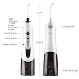 Electric Water Flosser Cordless Dental Portable and Rechargable Oral Irrigator with 3 Modes and 4 Rotatable Jet Tips and IPX7 Waterproof for Daily use, Teeth, Gumline, Braces and Bridges