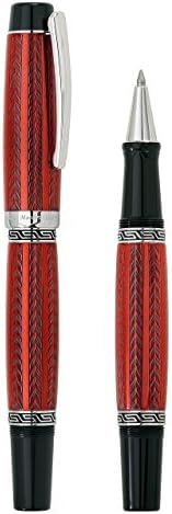 Xezo Maestro LeGrand Diamond Cut, Lacquered, Platinum Plated Fine Handmade Rollerball Pen in Rhodochrosite Color