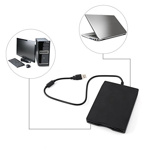 Richer-R USB Floppy Disk, 3.5 inch USB External Floppy Diskette Disk Drive Portable 1.44MB FDD for PC Windows 7/8/98/ME/2000, Windows XP/Mac(Black) - Thumbnail 4