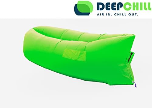 DeepChill Large Portable Inflatable Lounger for Beach, Camping and Dorm Room is Waterproof for Indoor Outdoor Use and Doubles as a Pool Float (Green)