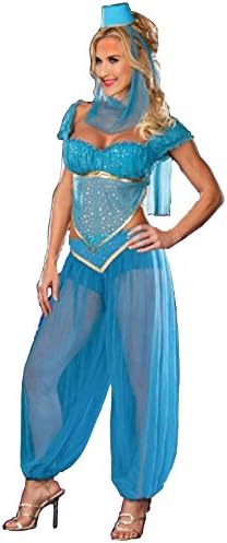 Genic 5 Size Sexy Genie Belly Women Dancer Arabian Nights Dress Adult Costume With S, M, L, XL XXL Size (S)