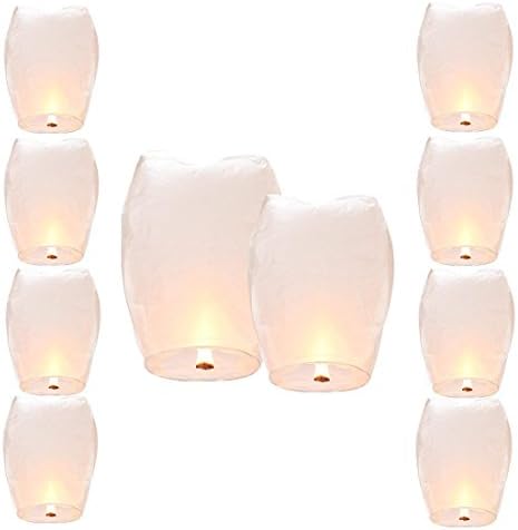 Shellvcase Wish Lanterns Sky, 10Pcs Fly Sky Wish Paper,Fully Assembled, 100% Biodegradable,New Designed Environmentally Fly Paper,Great for Birthdays, Holidays, Weddings, Memorials, 4th of July