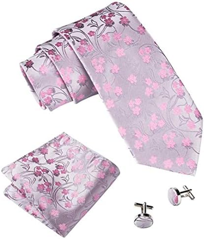 Jacquard Floral Silver Pink 8.5Cm Ties For Men Wedding Tie Men Luxury Tie