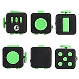 Omaky Fidget Cube Relieves Stress and Anxiety for Children and Adults Boredom, Anxiety Attention Toy, Black/Green