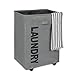 WOWLIVE Large Rolling Laundry Basket Foldable Rectangular Tall Laundry Hamper Wheels Corner Standing Dirty Clothes Organizer Storage Bin (Gray)