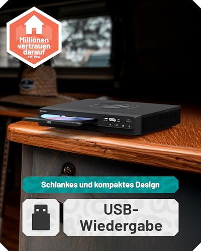Oakcastle DVD100 Region Free DVD Player for TV Mini DVD Player HDMI with 1080p Upscaling CD Player with USB & MP3 HDMI Cable, RCA Cable & Remote Control Included