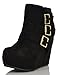 SODA Women's Besso Faux Suede Triple Buckle Platform Wedge Ankle Bootie Boot