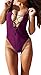 Zero City Women's Monikini Swimsuit One Piece, Sexy Cute Bathing Suits Lace-up U Back, X-Large, Purple