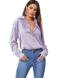 MakeMeChic Women's Satin Silk Long Sleeve Blouse