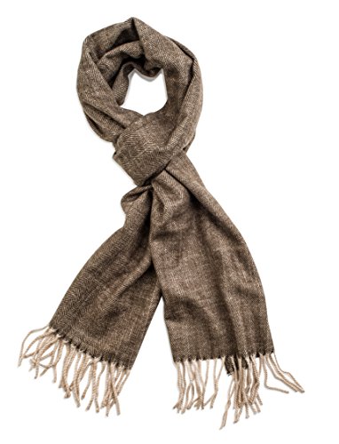 Veronz Super Soft Luxurious Classic Cashmere Feel Winter Scarf (Brown Herringbone)