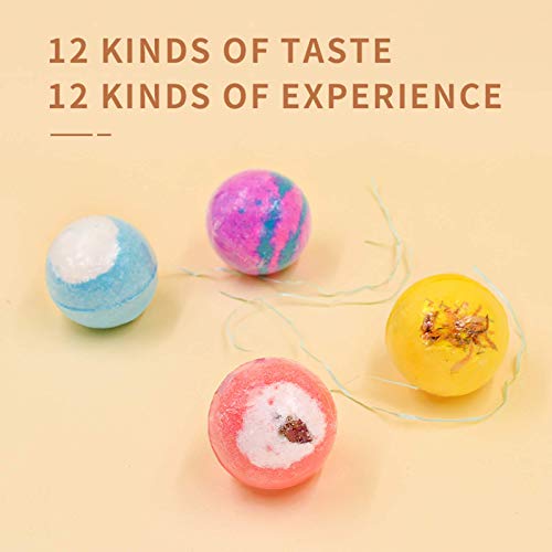 Bath Bombs 12 Pcs Gift Set - Deep Bath Salt Moisten Skin Smooth and Delicate Handmade Bath Gift Set Idea Birthday Gift Bubble Bath Bombs Apply to for Men Women Child Friends