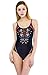 MiYang Women's Padded One Piece Vintage Printing Mesh Bikini Swimsuit L