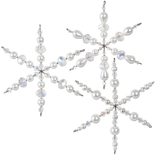 Solid Oak Snowfl Holiday Beaded Ornament Kit, Sparkling Snowflakes Makes