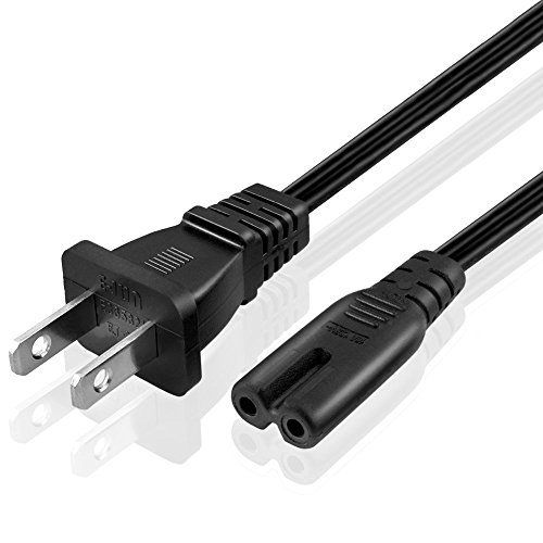 Onite 2 Pack 10ft AC Wall 2-Prong US-Standard Plug Power Cord for Samsung LG Asus Sony TCL 55" 58" 65" LED TV, Monitor, Printer, Laptop, Appliances, Non-Polarized Electronicals