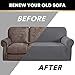 PrinceDeco Stretch Sofa Cover Slipcover Couch Covers for 3 Cushion Couch Furniture Protector Sofa Covers with Non Slip Elastic Bottom Dogs Pet Friendly Fitted (Sofa, Grey)