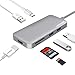 USB C Hub, Letscom 7-in-1 USB C Adapter with Type C Power Delivery, HDMI Output, SD & MicroSD Card Reader, 3 USB 3.0 Ports, Portable for MacBook Pro, XPS and More Type-C Devices, Grey