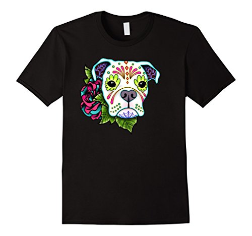 Men's Boxer in White - Day of the Dead Sugar Skull Dog XL Black