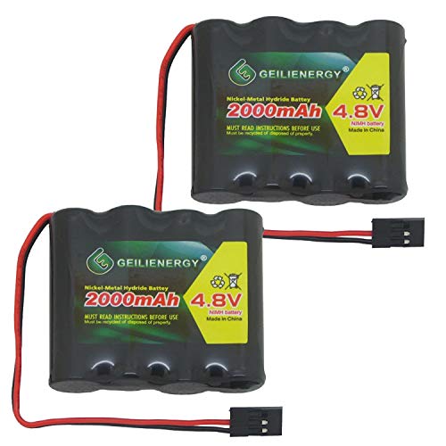QBLPOWER 4.8V 2000mAh NiMH RX Receiver Battery Pack RC Futaba Hitec JR for RC Cars and Airplanes(2 Pack)